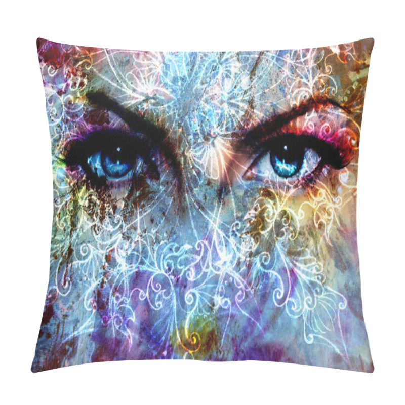 Personality  Women Eyes And  Crackle Effect And White  Ornaments Pillow Covers