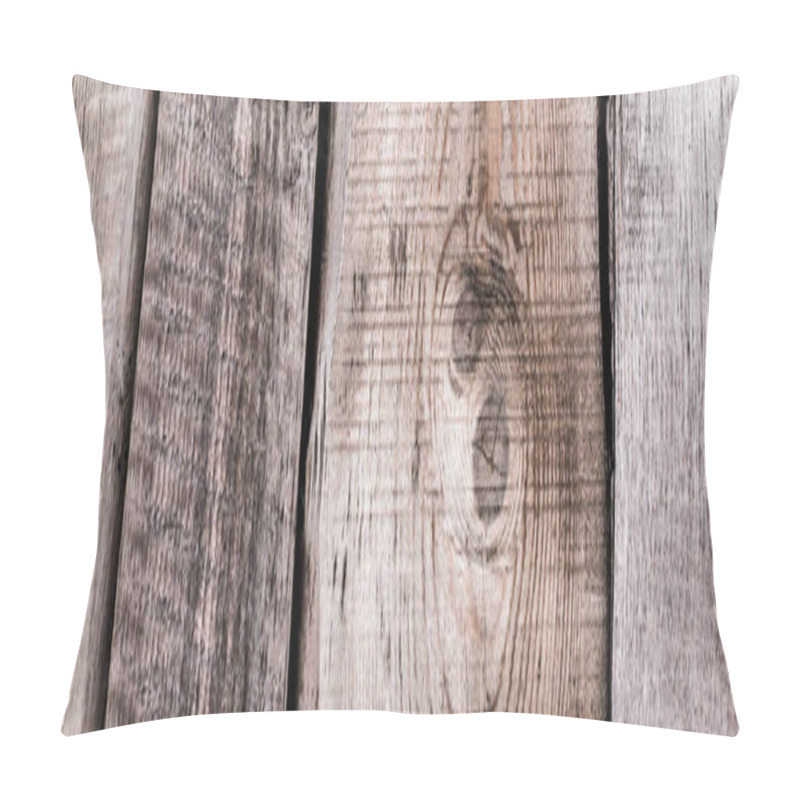 Personality  Weathered Wooden Natural Textured Grey Surface With Copy Space, Panoramic Shot Pillow Covers