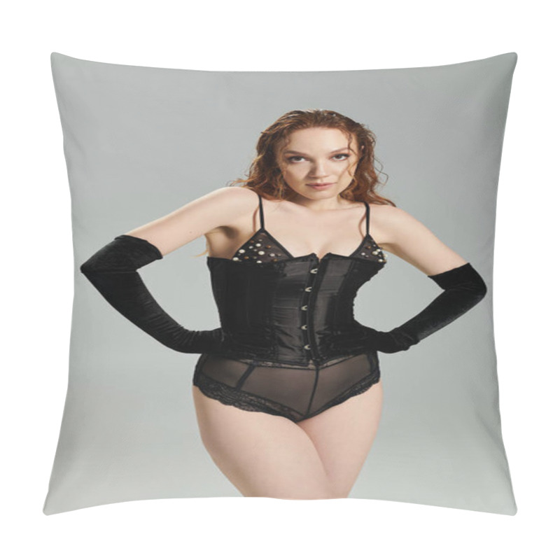 Personality  A Striking Woman Showcases Her Fashionable Look With Confidence. Pillow Covers