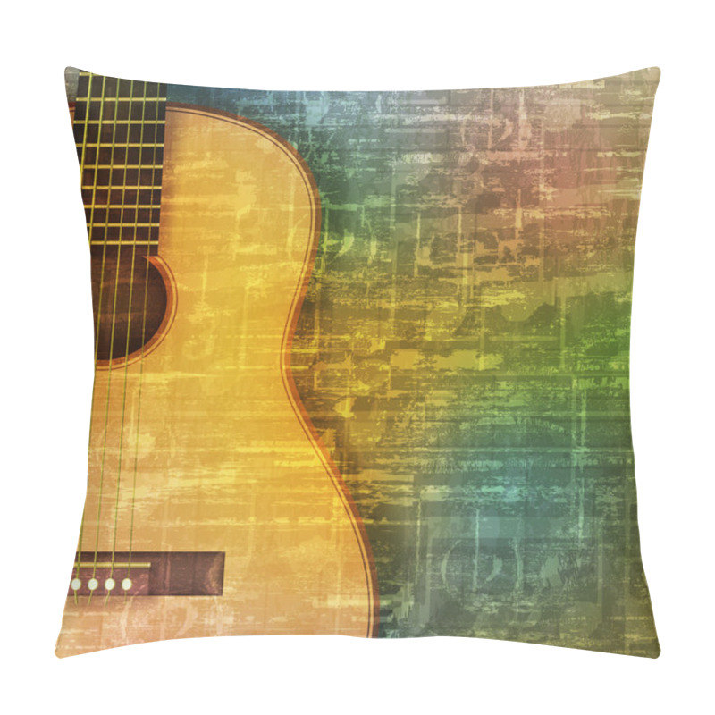 Personality  Abstract Grunge Background With Acoustic Guitar Pillow Covers