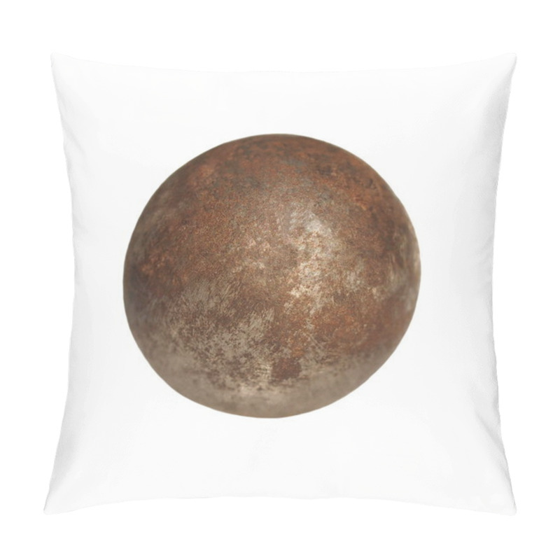 Personality  Old Rusty Iron Metal Ball Isolated On White Background Pillow Covers