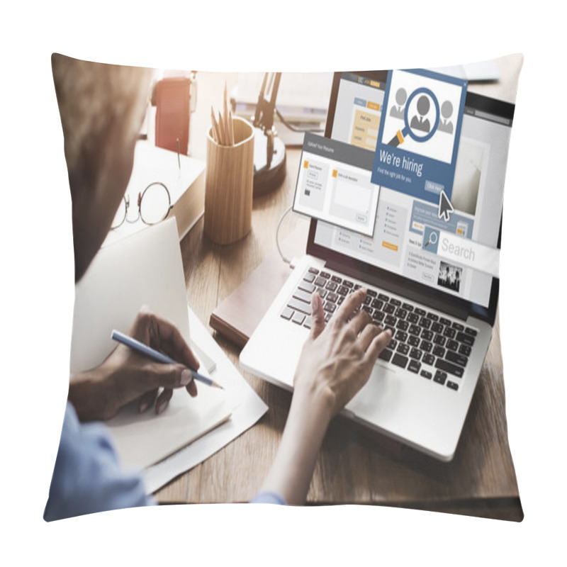 Personality  Businesswoman Using Laptop Pillow Covers