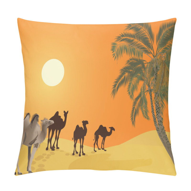 Personality  Camels In Orange Desert Pillow Covers