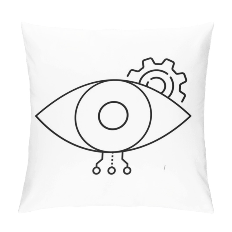 Personality  AI-Powered Computer Vision Eye Vector Icon Design, Deep Learning, Vision Technology, Object Detection Pillow Covers