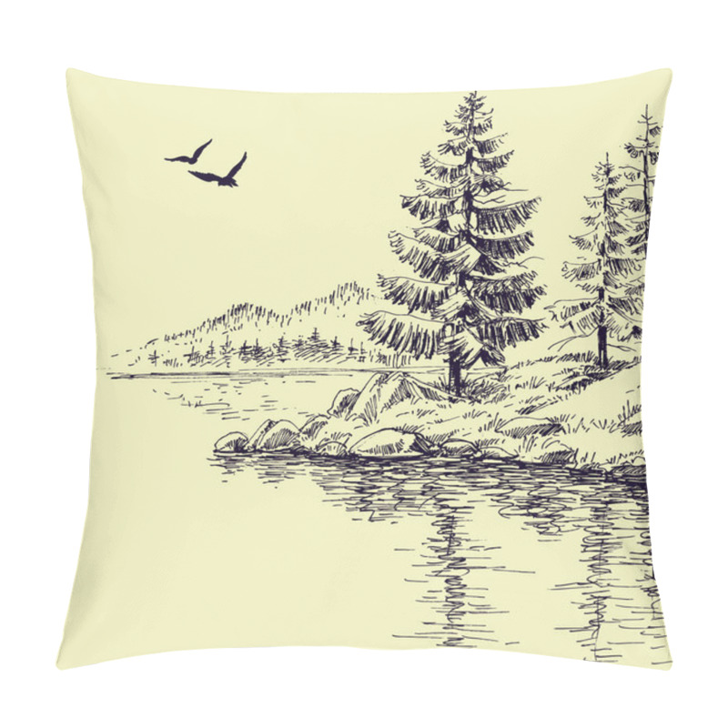 Personality  Lake Shore Or River Bank Wallpaper Pillow Covers