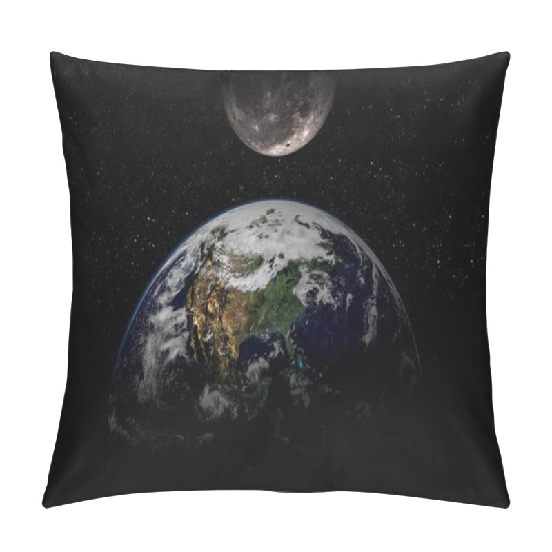 Personality  Creative Cosmic Art. Moon And Earth In Dark Space Galaxy. Elements Of This Image Furnished By NASA F Pillow Covers