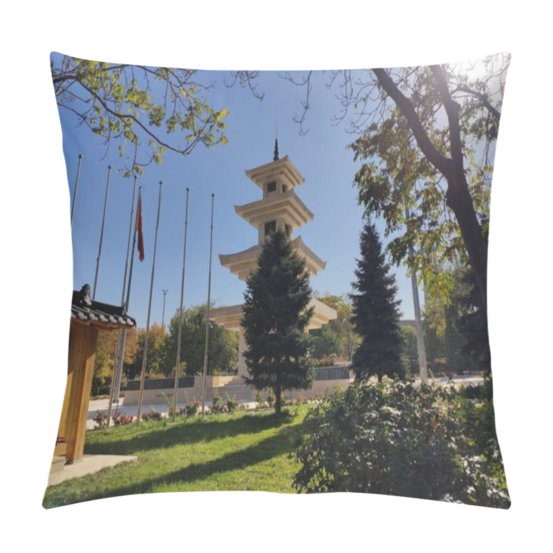 Personality  Ankara, Turkey, October 9, 2024, Memorial To Turkish Soldiers Who Fought In Korea. Monument Of Turkish Soldiers In The Korean War: A Tower Of Courage Standing Tall, Bridging History And Honor Pillow Covers