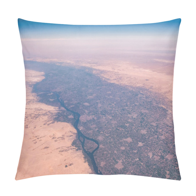 Personality  Aerial Airplane View Of Nile River Valley And The Surrounding Sahara Desert In Egypt Pillow Covers