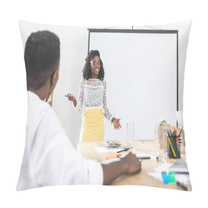 Personality  African American Businesswoman At Meeting Pillow Covers