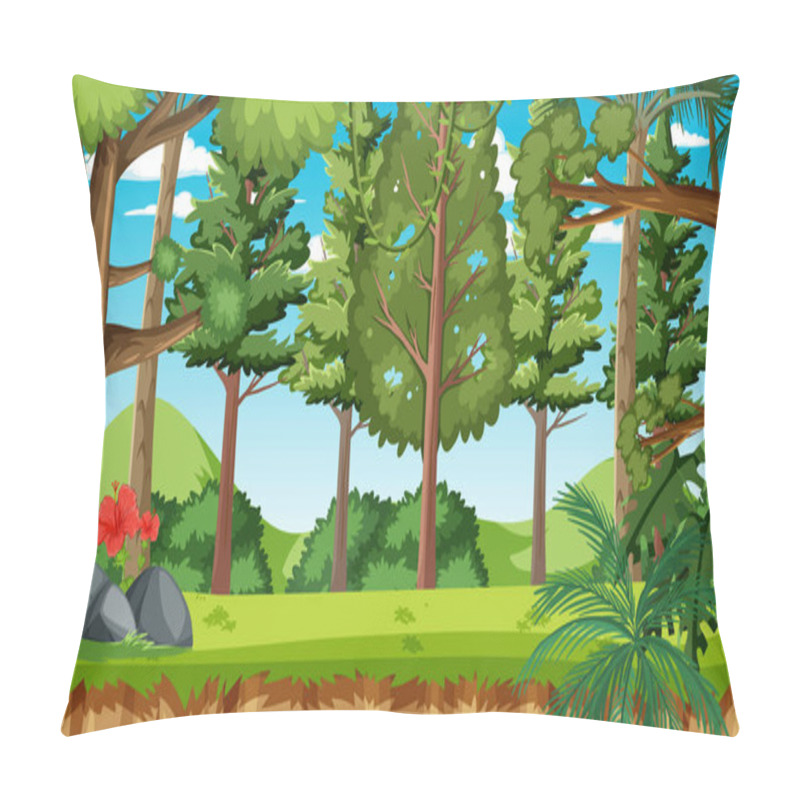 Personality  Nature Forest Landscape Scene At Daytime Illustration Pillow Covers