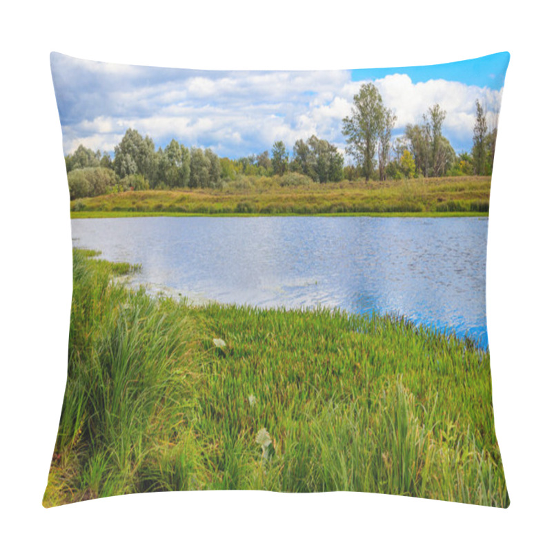 Personality  Summer Landscape With Beautiful River, Green Trees And Blue Sky Pillow Covers