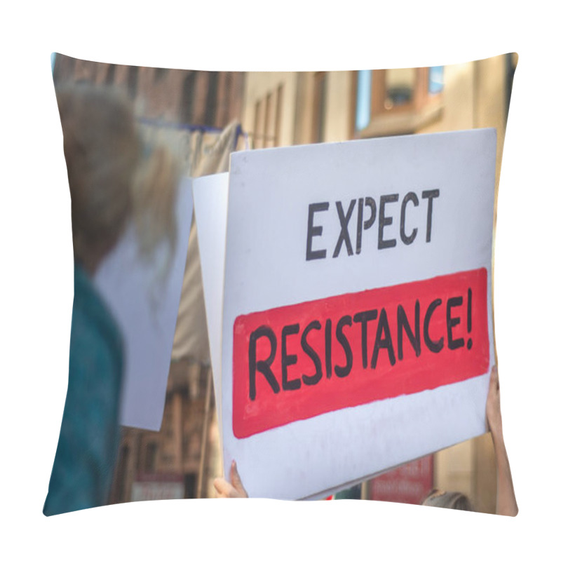 Personality  A Student Protestor Holds Up A Banner At A Climate Strike March  Pillow Covers