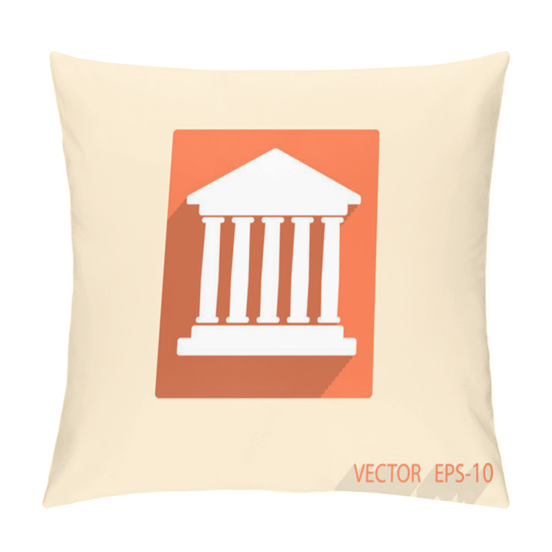 Personality  Flat  Icon Of Bank Building Pillow Covers