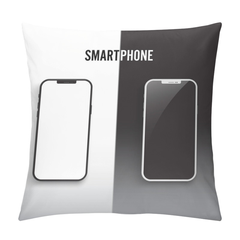 Personality  Black And White Smartphone Mockup With Screen Isolated On White And Black Background. Illustrator Vecter. Pillow Covers