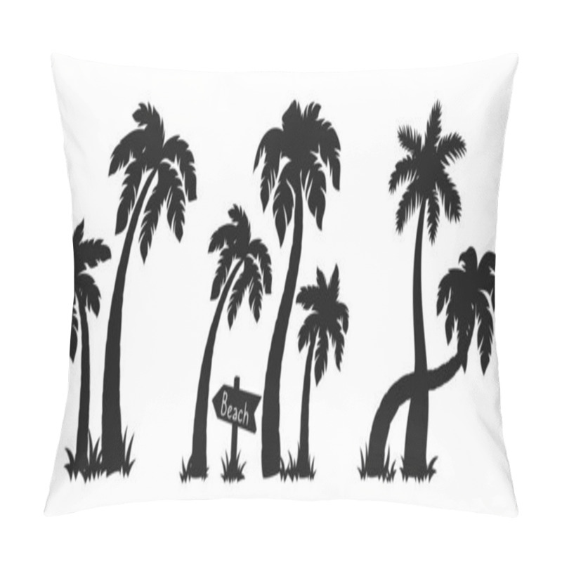 Personality  Coconut Palm Tree Island Silhouette Set Vector Pillow Covers