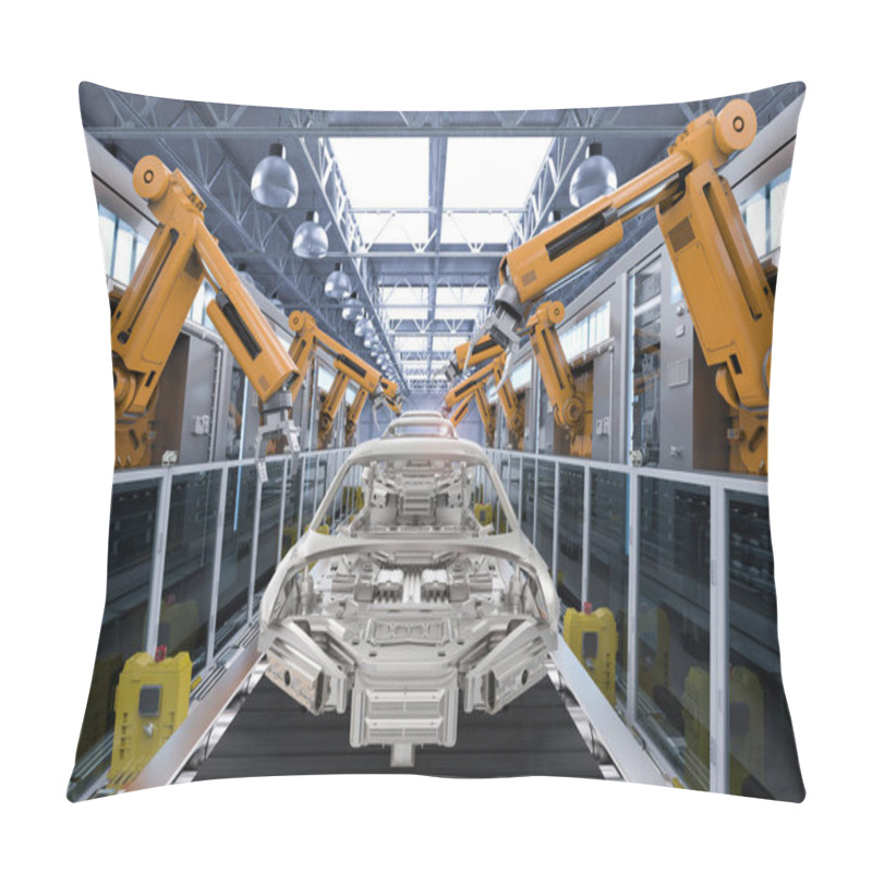 Personality  Robot In Car Factory Pillow Covers