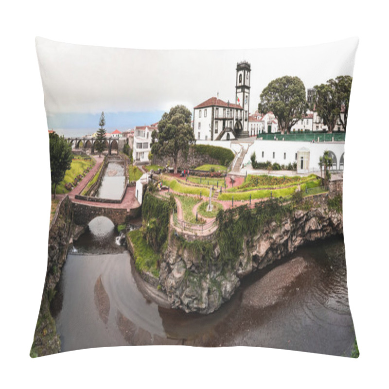 Personality  Panoramic Cityscape View To Municipality And Central Square Of Ribeira Grande, Sao Miguel, Azores, Portugal Pillow Covers