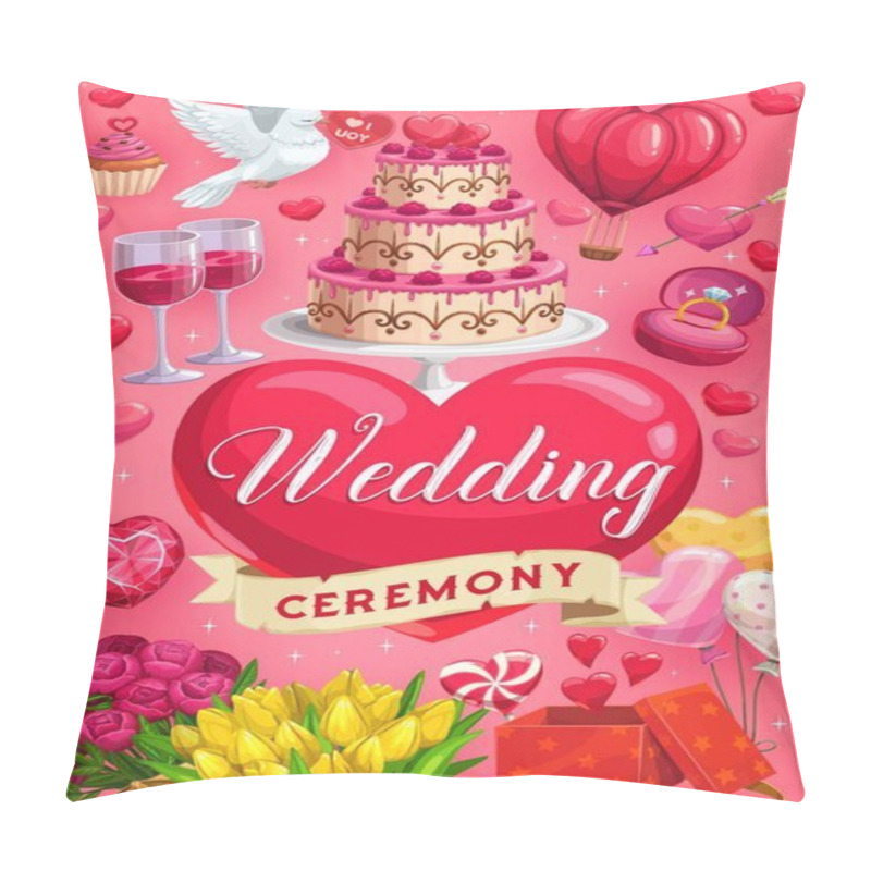 Personality  Wedding Day Ceremony Invitation, Cake Hearts Pillow Covers