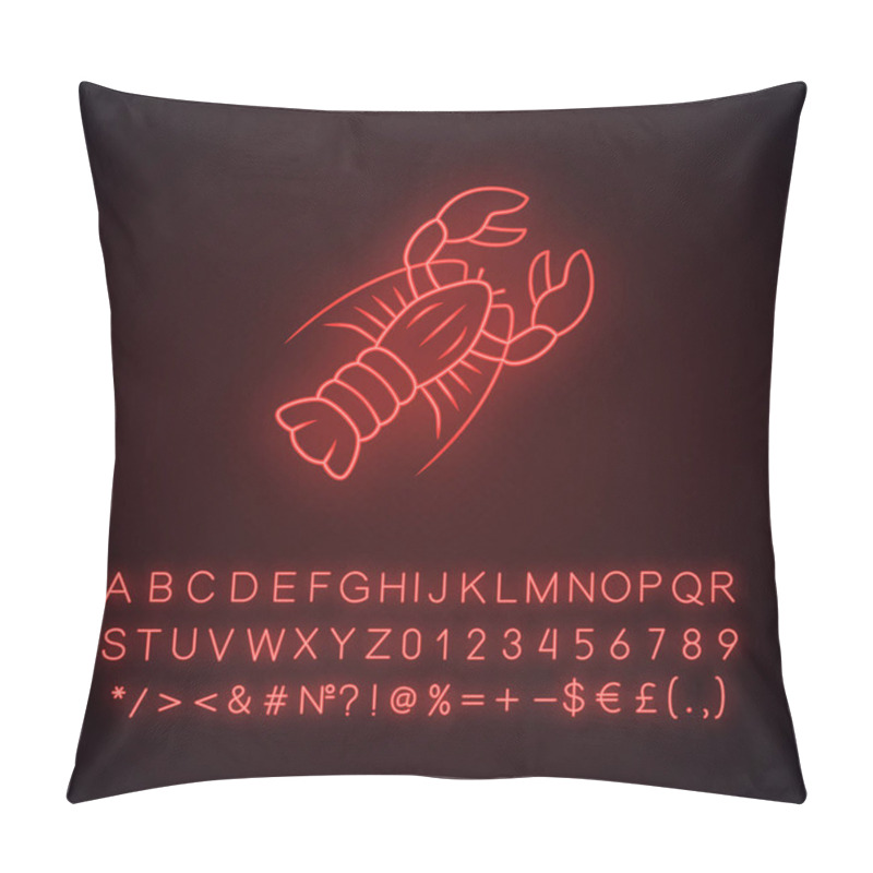 Personality  Lobster Neon Light Icon. Seafood Restaurant Menu. Swimming Marin Pillow Covers