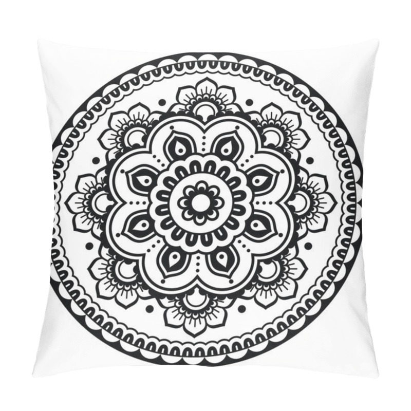 Personality  Indian, Mehndi Henna Floral Tattoo Round Pattern Pillow Covers