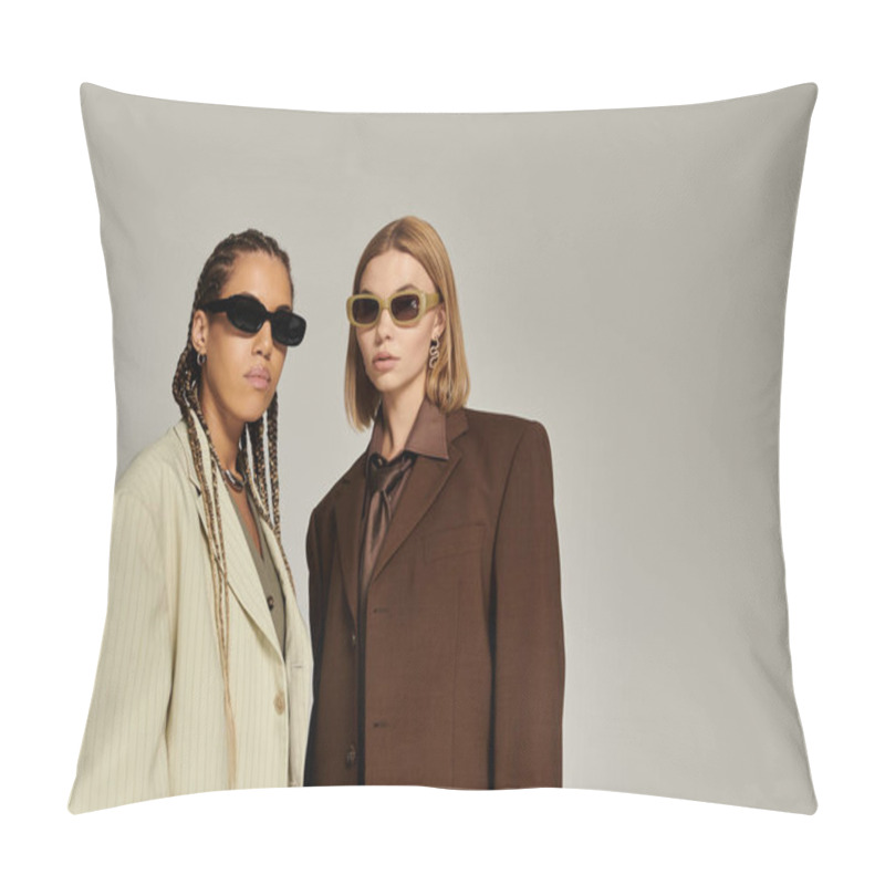 Personality  A Vibrant Couple Dressed In Autumn Outfits Confidently Poses, Exuding Style And Affection. Pillow Covers