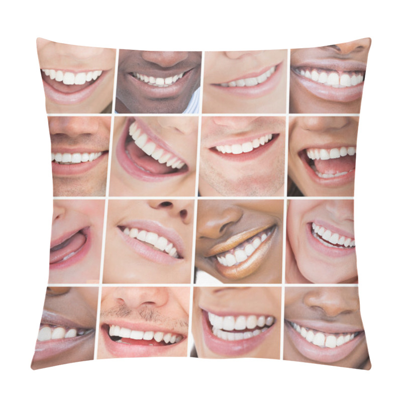 Personality  Collage Of Bright White Smiles Pillow Covers