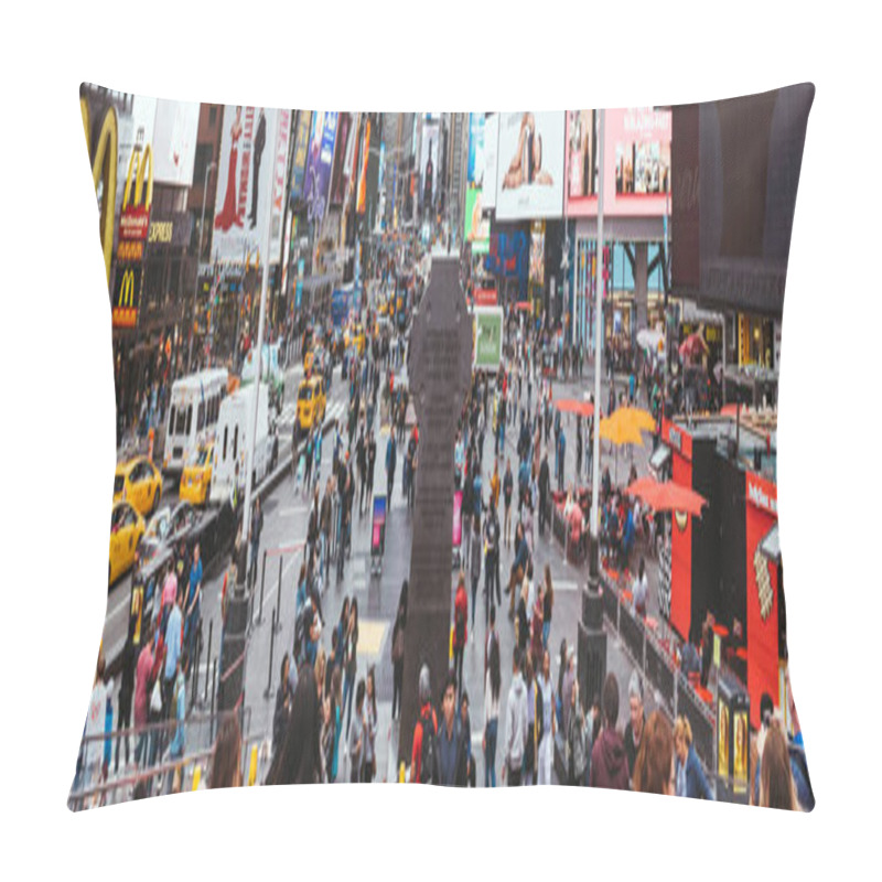 Personality  TIMES SQUARE, NEW YORK, USA - OCTOBER 8, 2018: Panoramic View Of Crowded Times Square In New York, Usa Pillow Covers