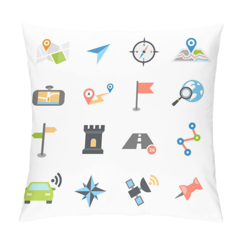 Personality  Navigation Icons Flat Design Pillow Covers