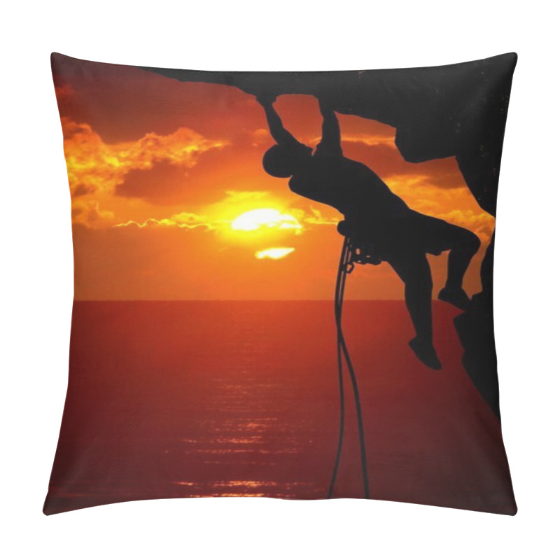 Personality  Rock Climbing During Sunset Pillow Covers