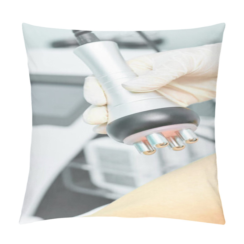 Personality  Perfect Body Radio Treatment. Woman At Spa Procedure. Doctor Hand And Girl Pillow Covers