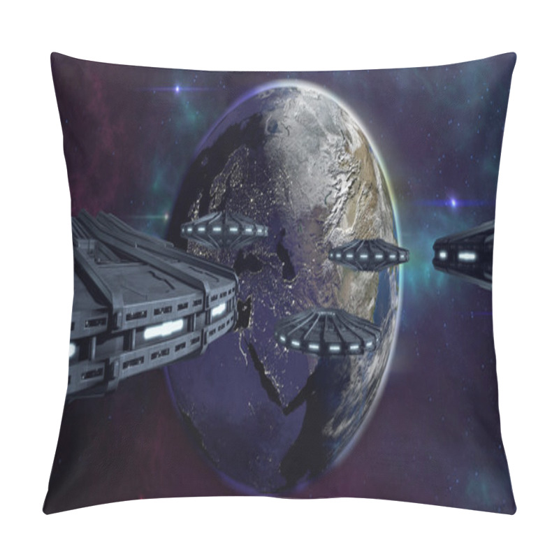 Personality  UFOs Flying To Enlightened City Earth Pillow Covers