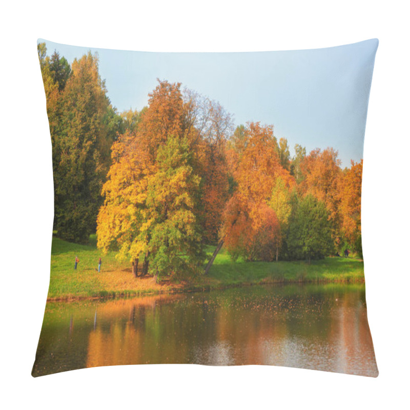 Personality  Autumn Trees On The Bank Of The Pond. Bright Autumn Landscape With Red Trees. Pavlovsk. Russia. Pillow Covers