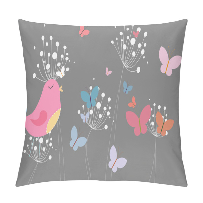 Personality  Bird With Heart And Dandelions Pillow Covers