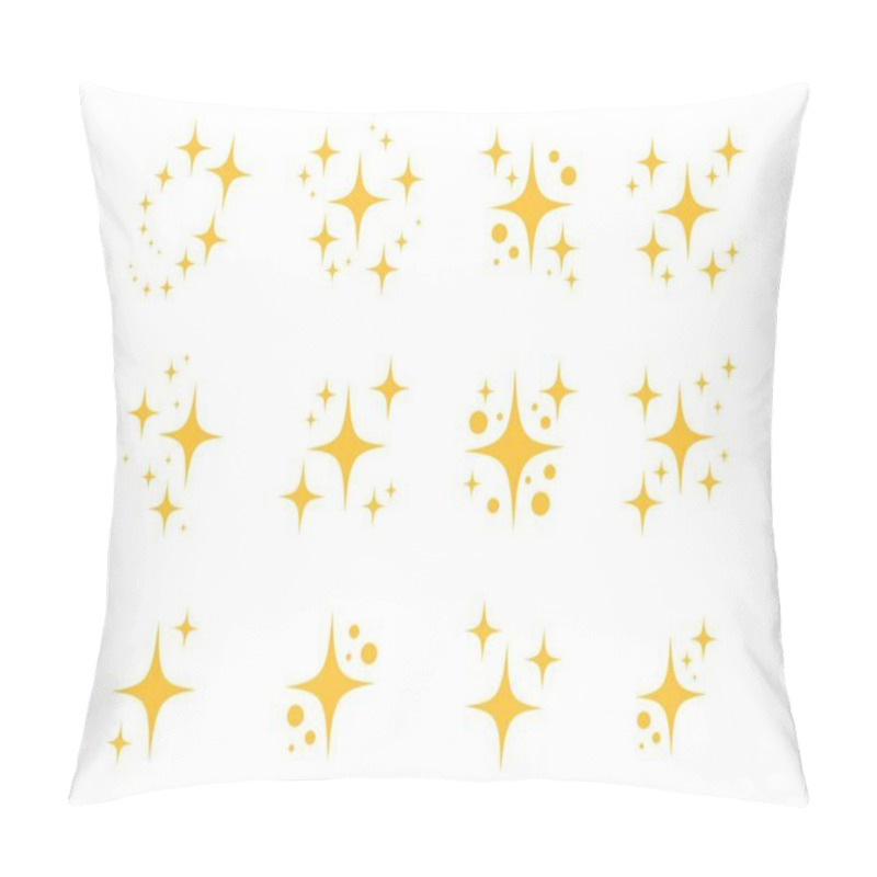 Personality  Yellow Sparkles Set, Sparkling Stars, Shiny Flashes Of Fireworks. Collection Original Stars Pillow Covers