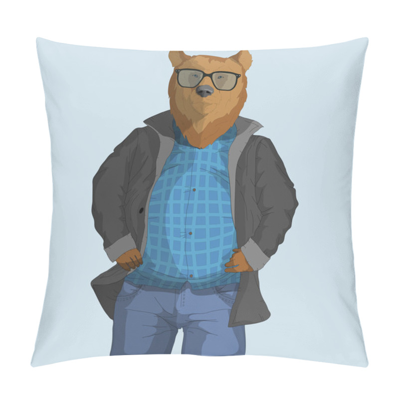 Personality  Hipster Dressed Up Bear Pillow Covers