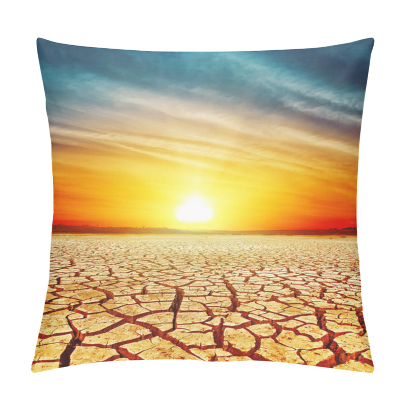 Personality  Golden Sunset Over Cracked Desert Pillow Covers