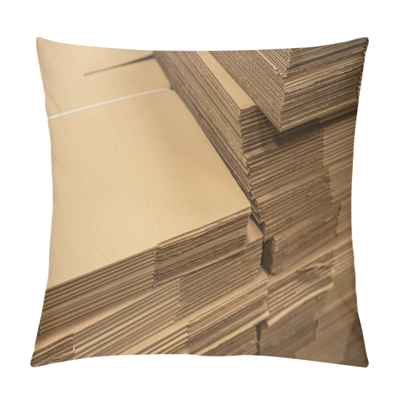 Personality  Corrugated Fiberboard Brown Box Paper Cardboard Folded Pile Stack In Factory Pillow Covers