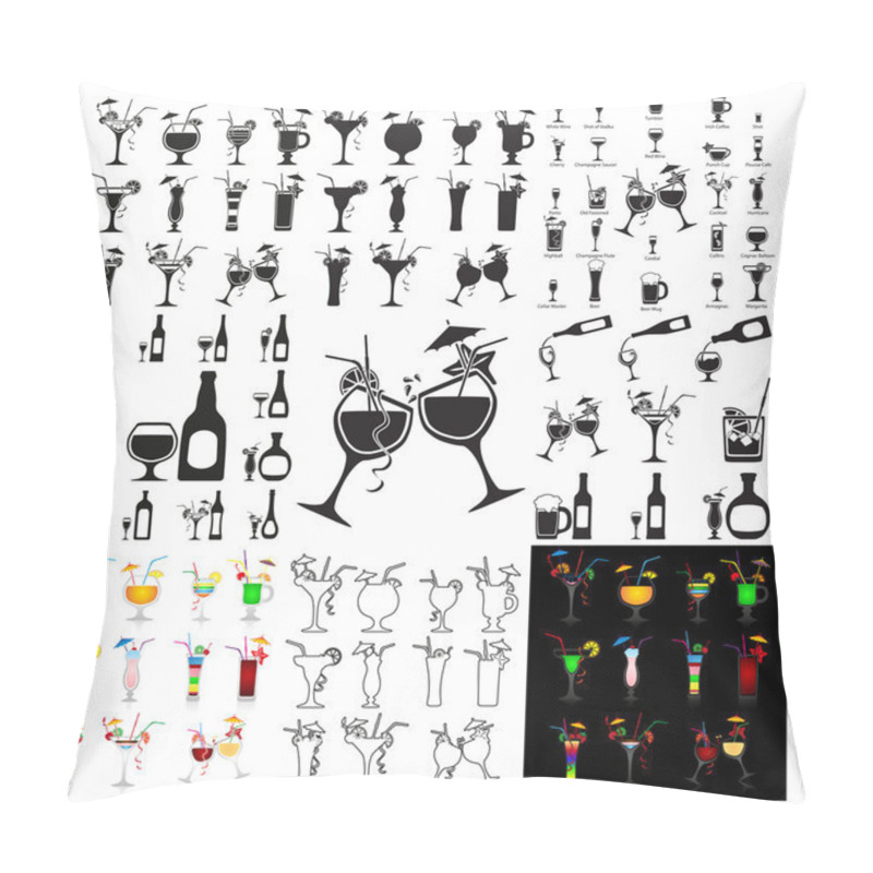 Personality  Set Of Cocktails On White Background Pillow Covers