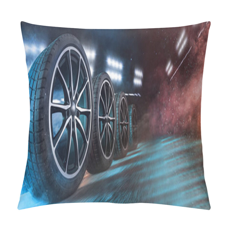 Personality  Car Wheel With Blue Sky Background Pillow Covers