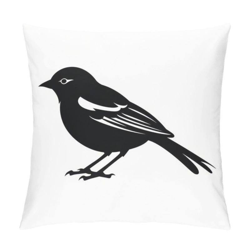 Personality  A Detailed Silhouette Of A Small Bird, Showcasing Its Elegant Features And Slender Body. Ideal For Natural Designs. Pillow Covers