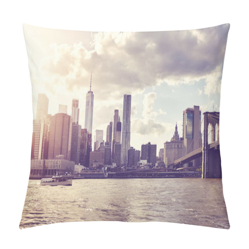 Personality  Manhattan Seen From Brooklyn At Sunset, New York. Pillow Covers