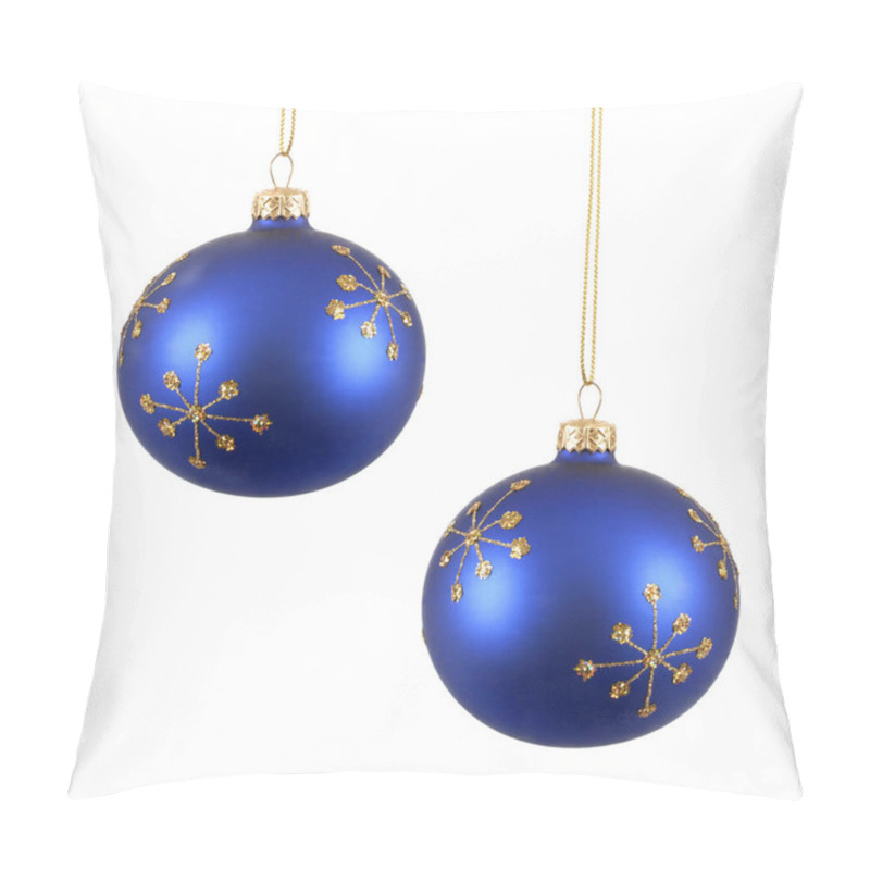 Personality  Blue Christmas Balls Or Baubles With Snowflake Pattern Isolated  Pillow Covers