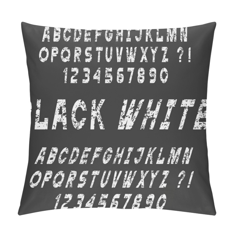 Personality  White Grunge Alphabet Letters And Numbers,vector Set,chalk Style. Scratched Texture Letter Font. Retro Vintage Typography Vector Pillow Covers