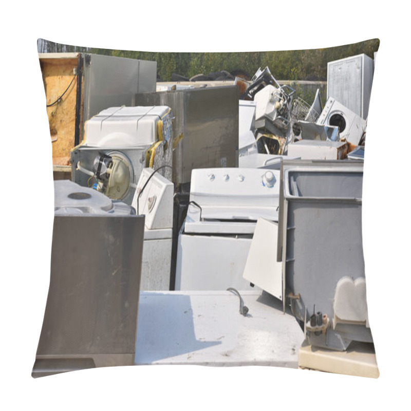 Personality  An Image Of Old Used Appliances At A Recycling Facility.  Pillow Covers