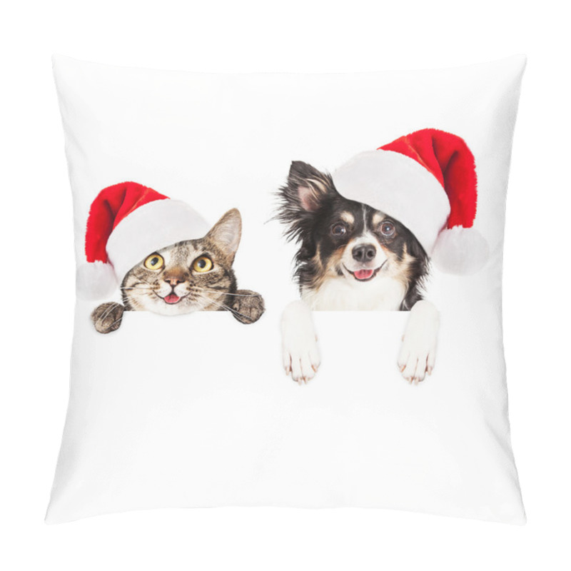 Personality  Christmas Cat And Dog With Blank Sign Pillow Covers