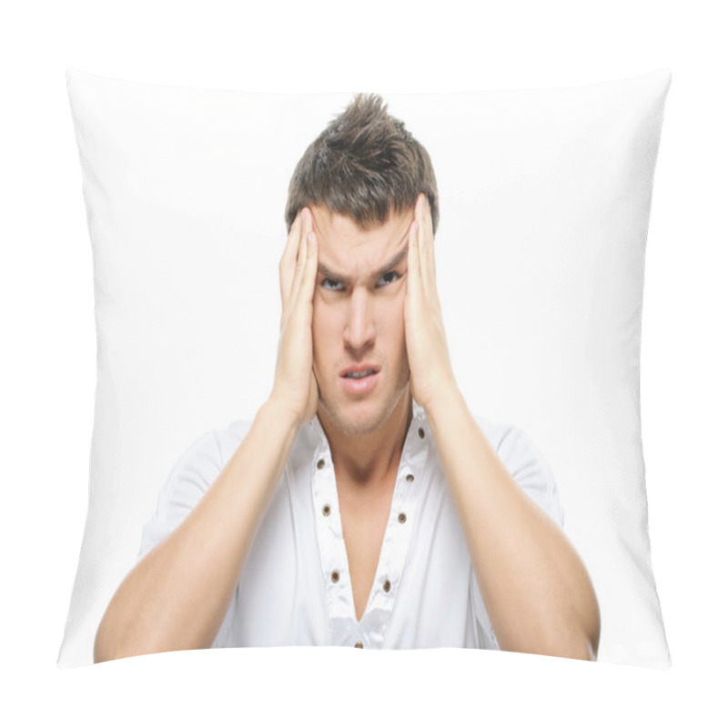 Personality  Portrait Of Young Pensive Man Pillow Covers