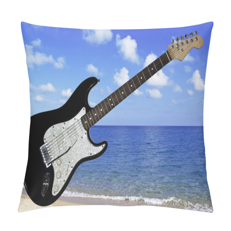 Personality  Beautiful Blue And White Electric Guitar Pillow Covers