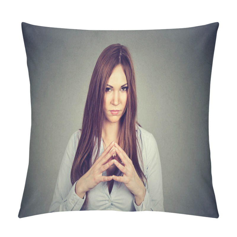 Personality  Sneaky, Sly, Scheming Young Woman Plotting Something Pillow Covers