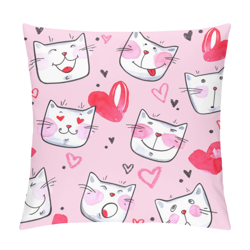 Personality  Seamless Pattern With Cute Kittens. Pillow Covers