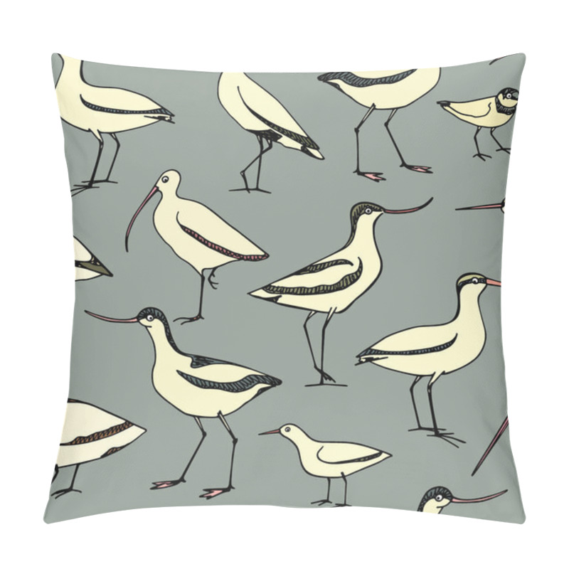 Personality  Hand Drawn Shorebird Pattern Pillow Covers